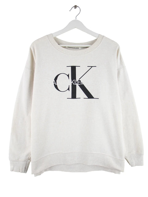 Calvin Klein Damen Big Logo Print Sweater Beige XL