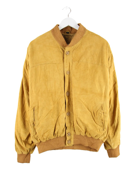 Vintage 90s Suede Leder Bomber Jacke Braun M