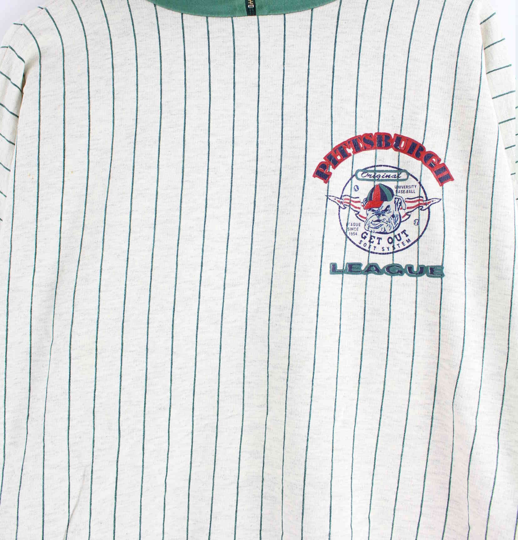 Vintage 80s Vintage Pittsburgh Baseball Half Zip Sweater Beige XL (detail image 1)