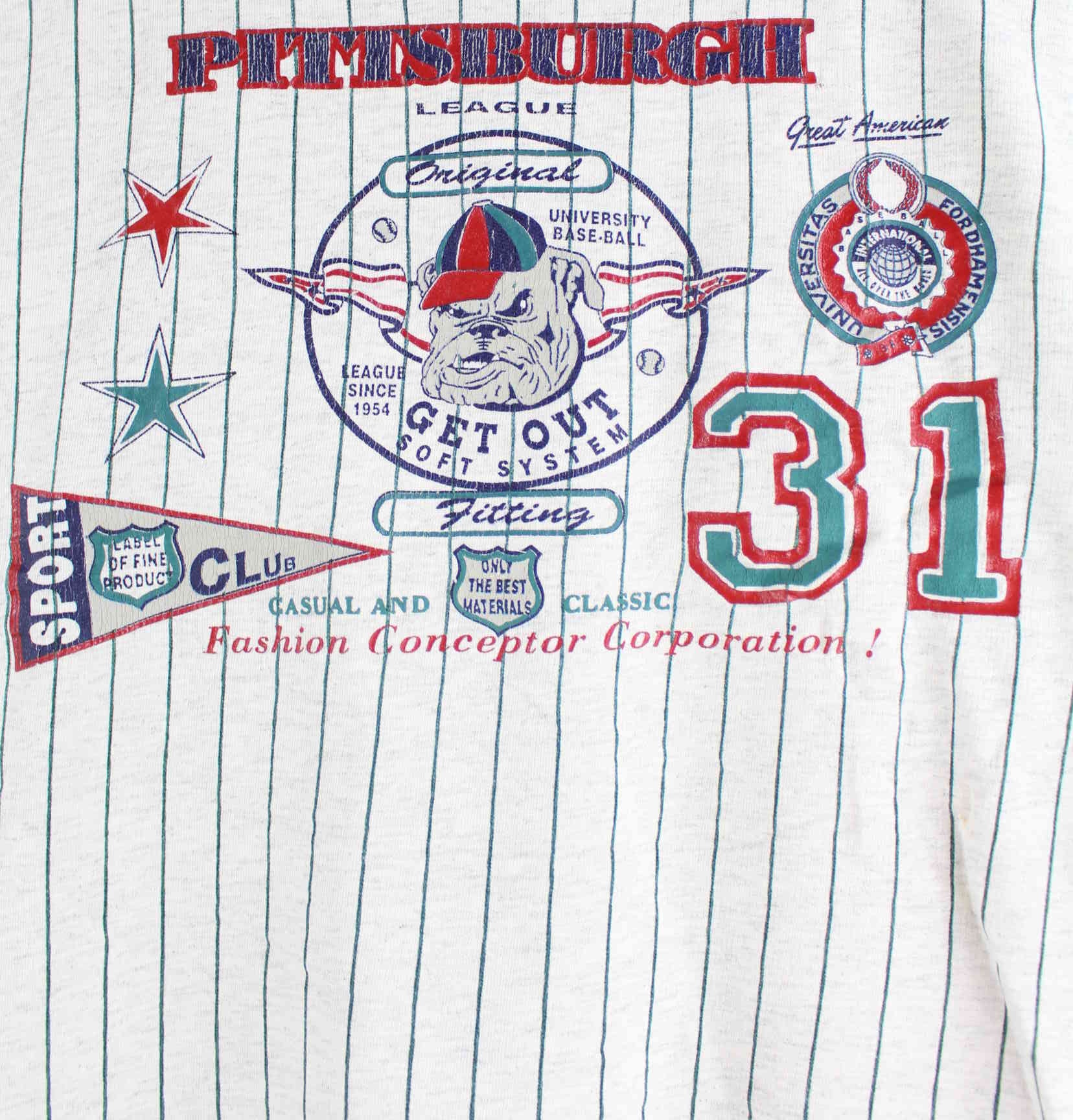 Vintage 80s Vintage Pittsburgh Baseball Half Zip Sweater Beige XL (detail image 3)