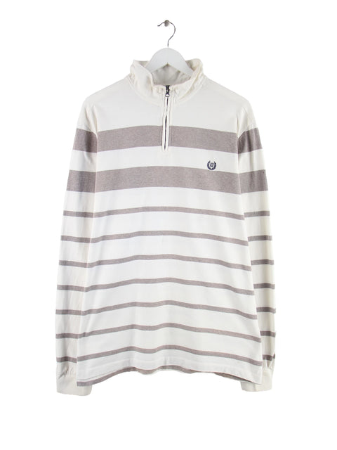 Chaps by Ralph Lauren Stripe Half Zip Sweater Weiß XXL