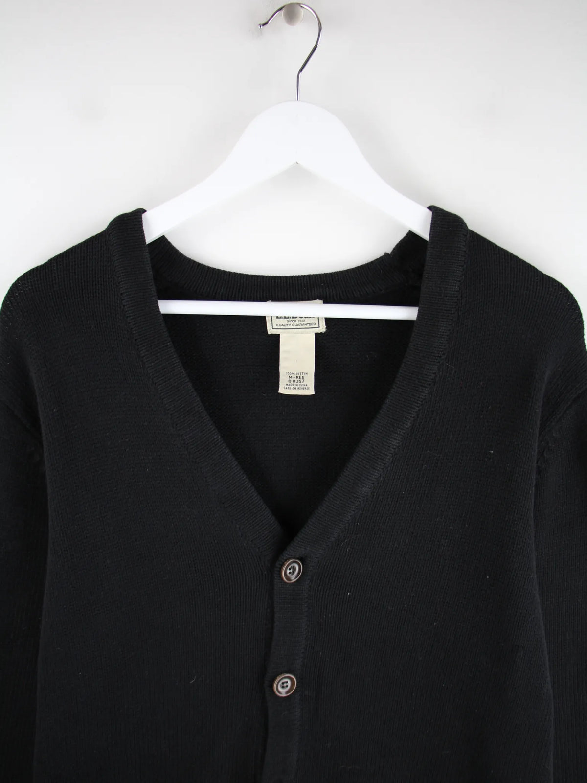 L.L. Bean Strickjacke Schwarz M – Detailansicht Vorderseite