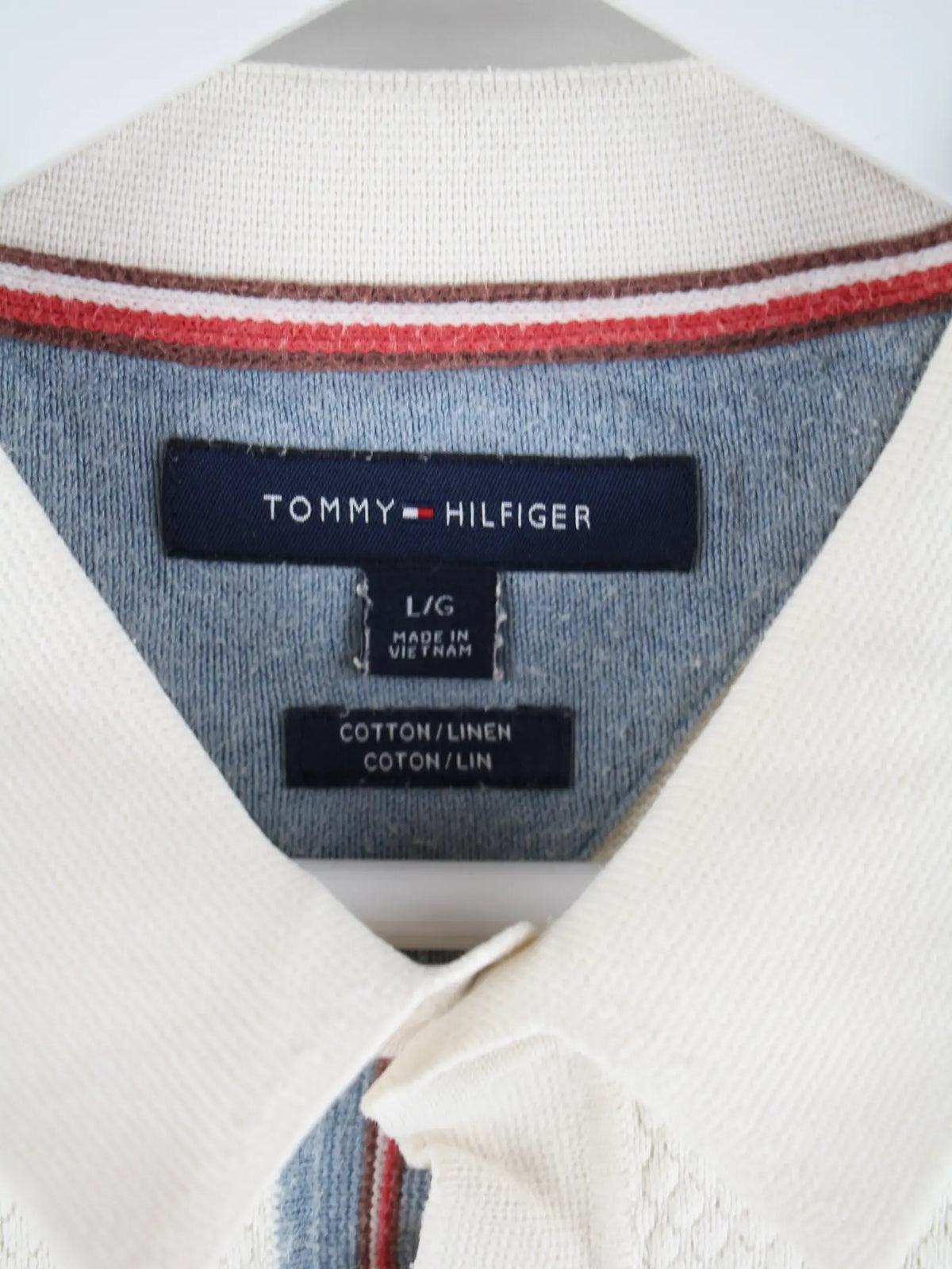 Tommy Hilfiger Polo Weiß L – Etikett