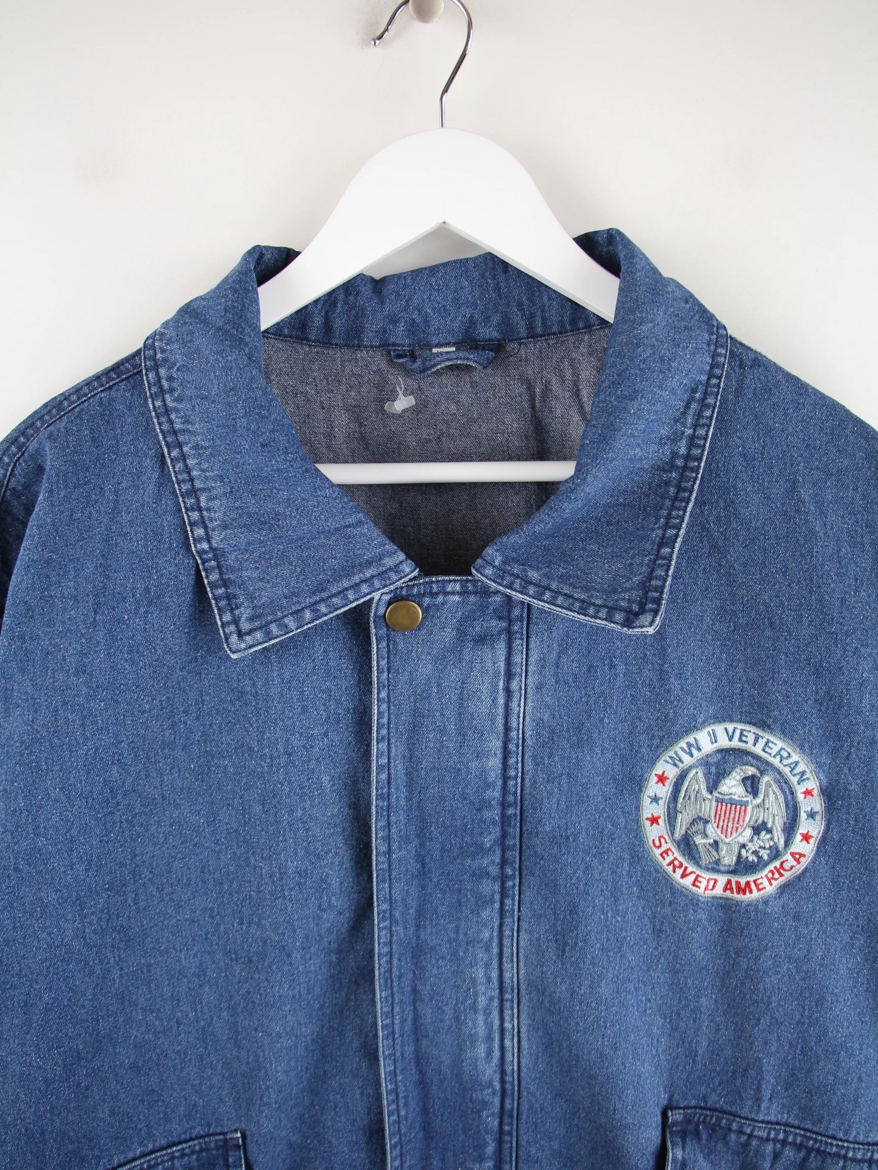 Vintage Jeansjacke Blau XXL – Detailansicht Vorderseite