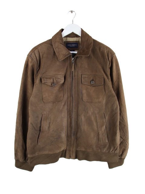 Vintage Lederjacke Braun L – Vorderseite
