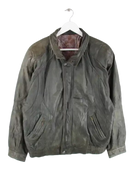 Vintage Lederjacke Grün L – Vorderseite