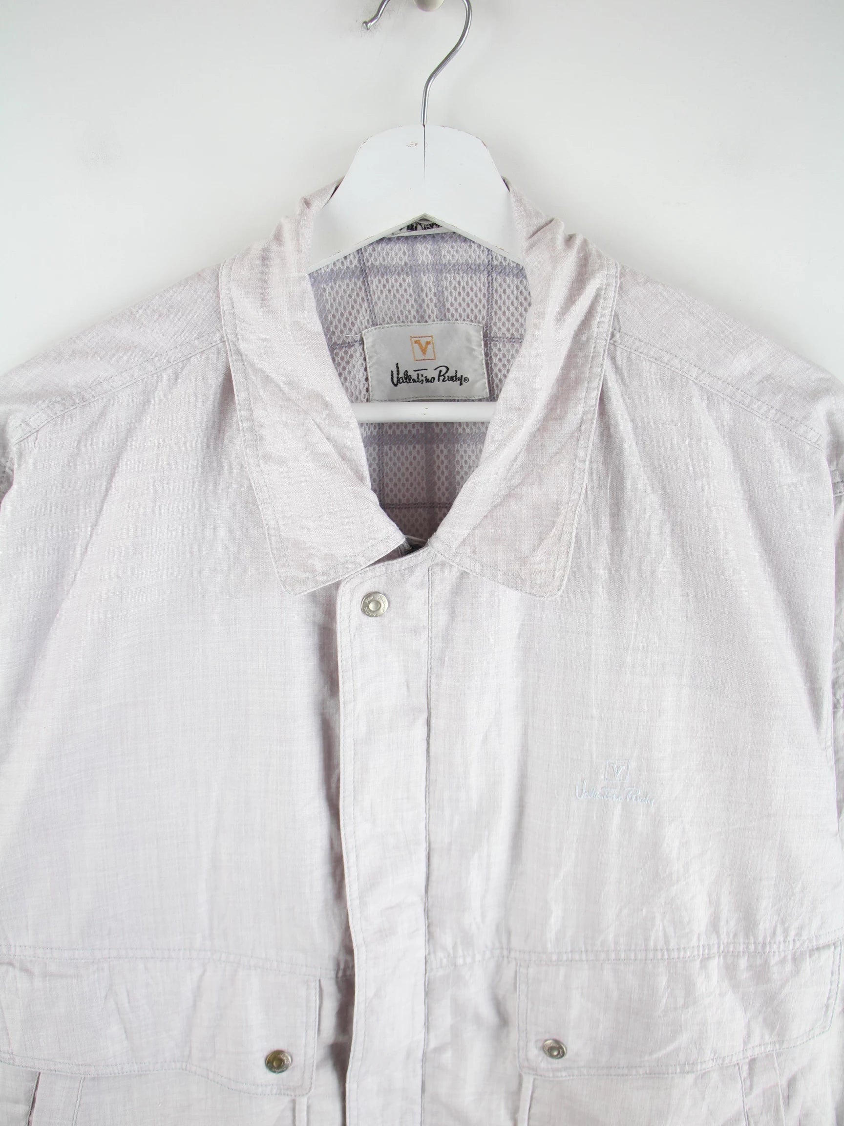 Vintage Leichte Jacke Grau L – Detailansicht Vorderseite
