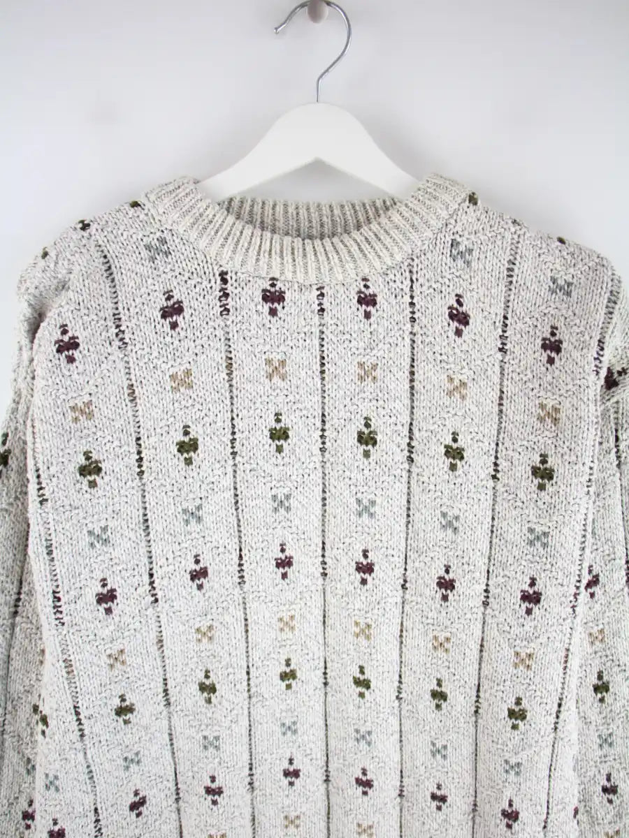 Vintage Pullover Beige L – Detailansicht Vorderseite
