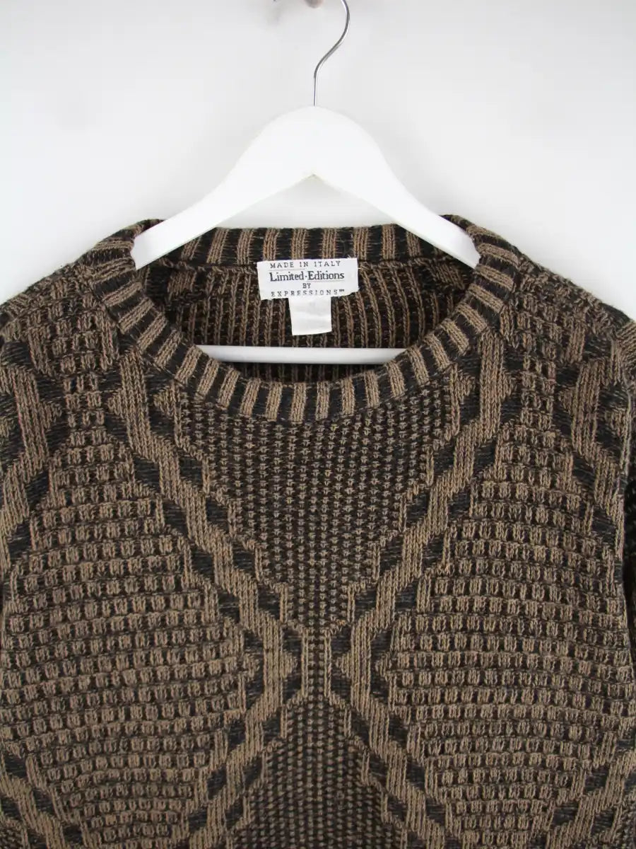 Vintage Pullover Braun M – Detailansicht Vorderseite