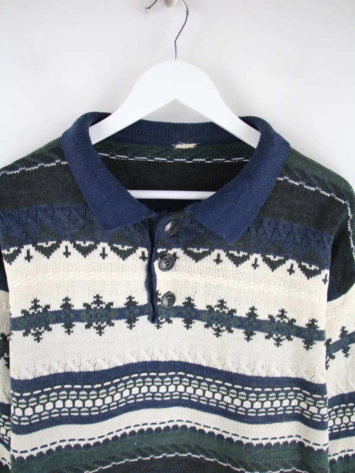 Vintage Pullover Mehrfarbig XL – Detailansicht Vorderseite