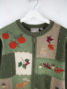 Vintage Strickjacke Grün XL – Detailansicht Vorderseite