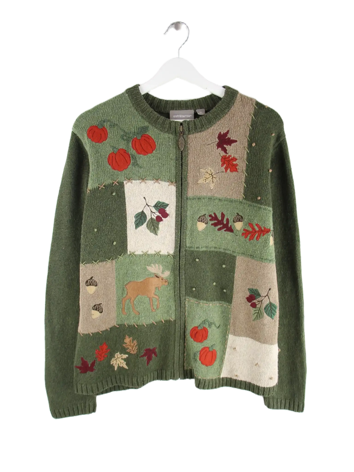 Vintage Strickjacke Grün XL – Vorderseite