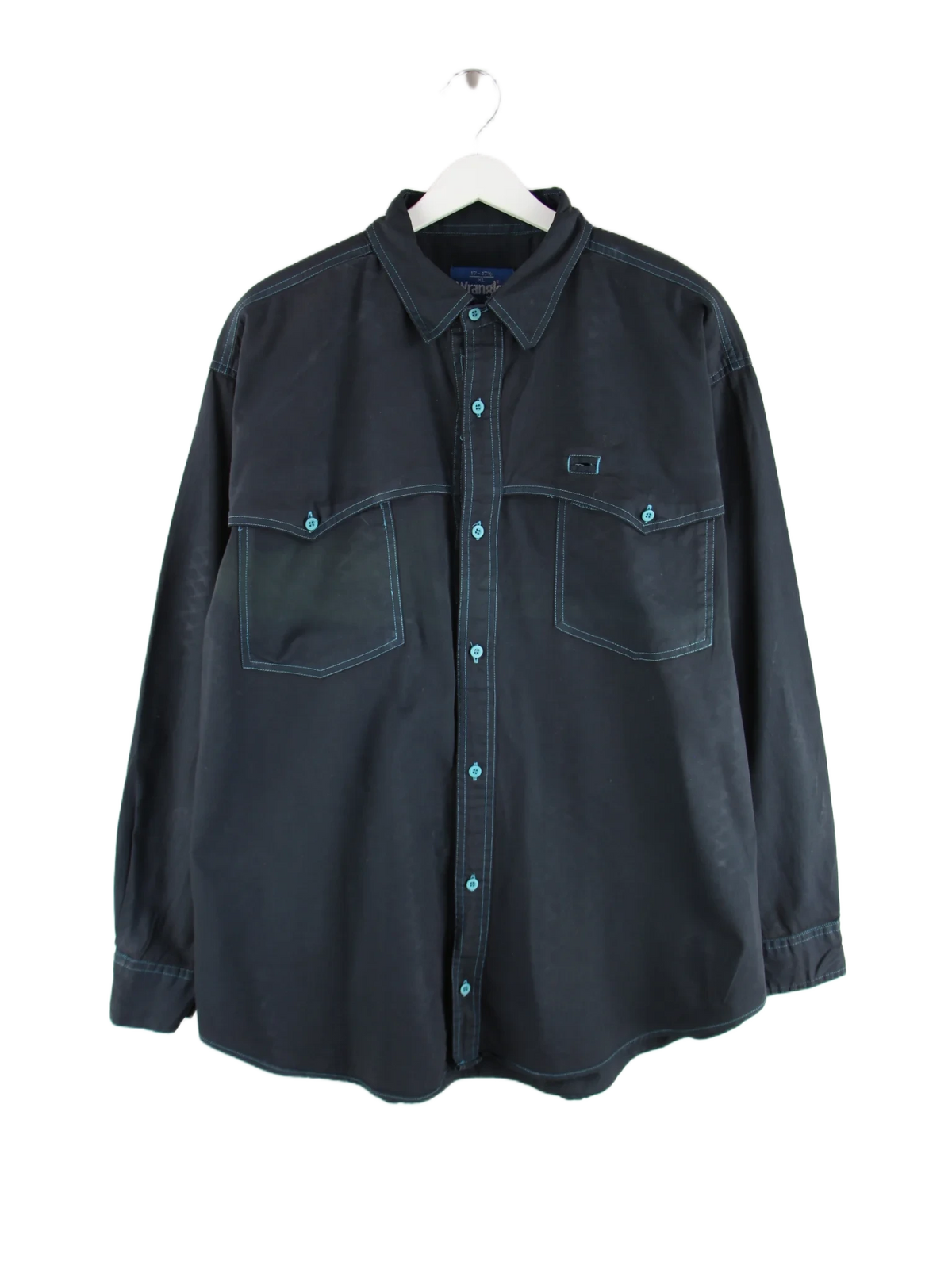 Wrangler Freizeit Hemd Schwarz XL – Vorderseite