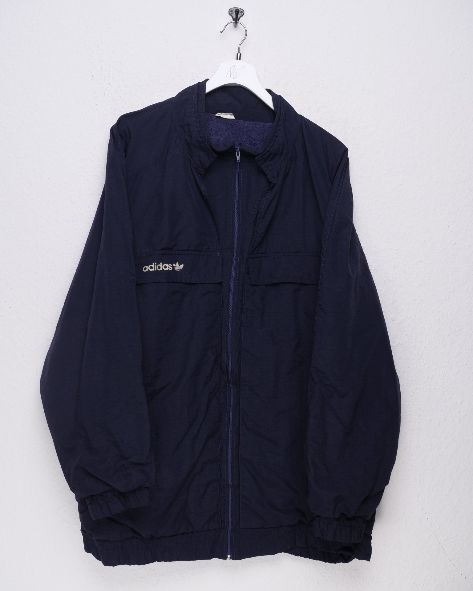 Adidas embroidered Logo navy thick Track Jacket - Peeces