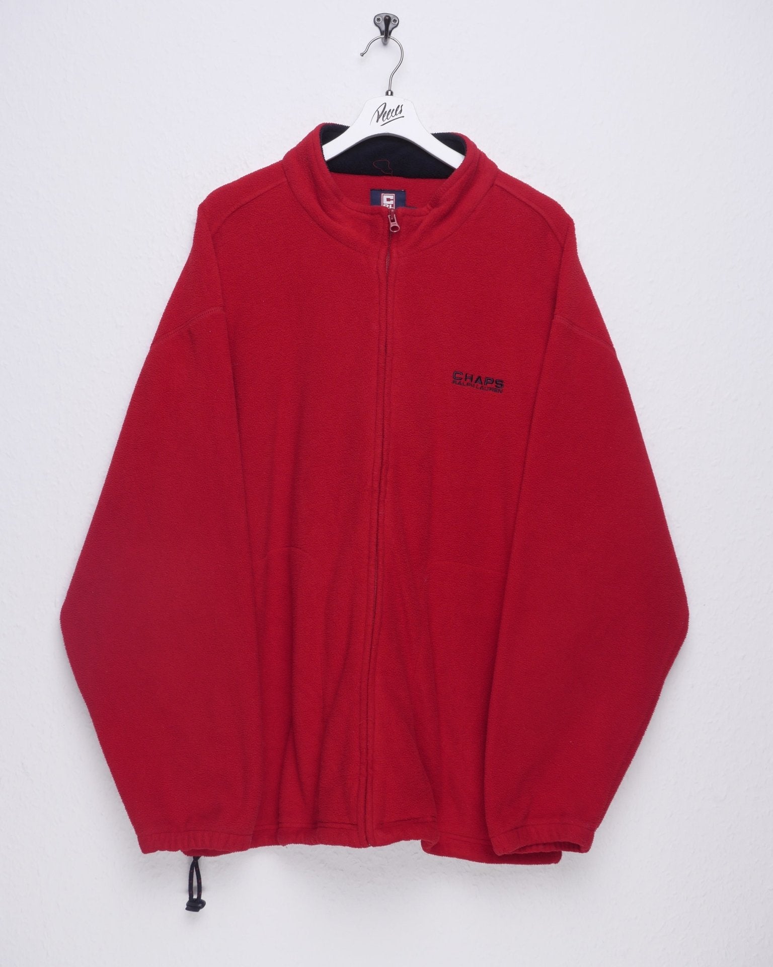 Chaps by Ralph Lauren embroidered Logo red Fleece Zip Sweater - Peeces