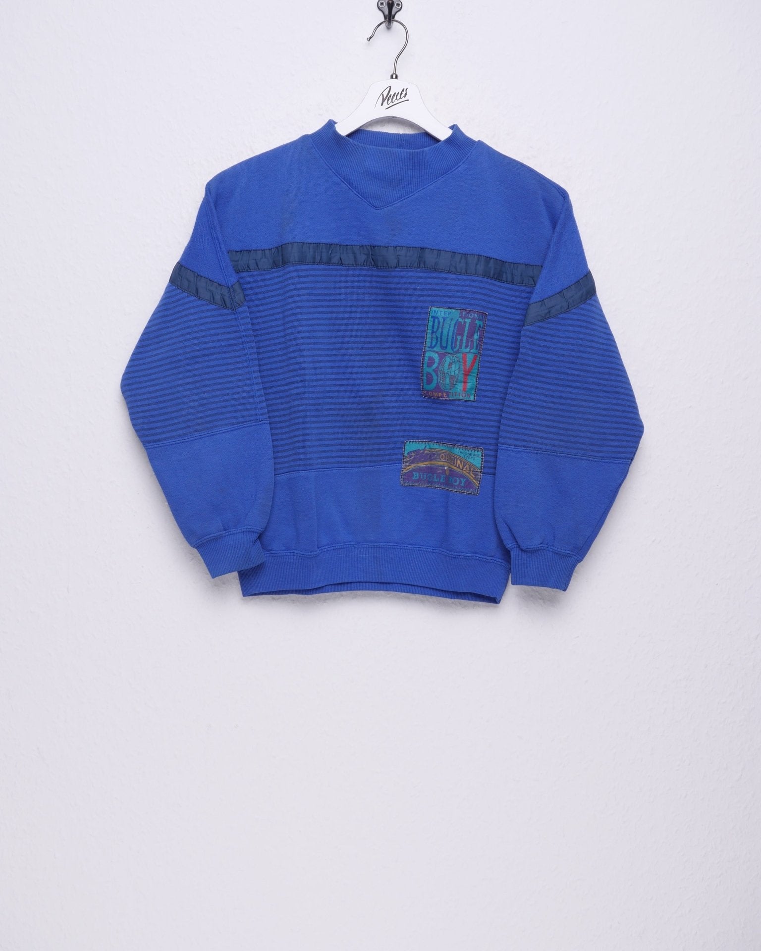 embroidered Logos washed blue Vintage Sweater - Peeces