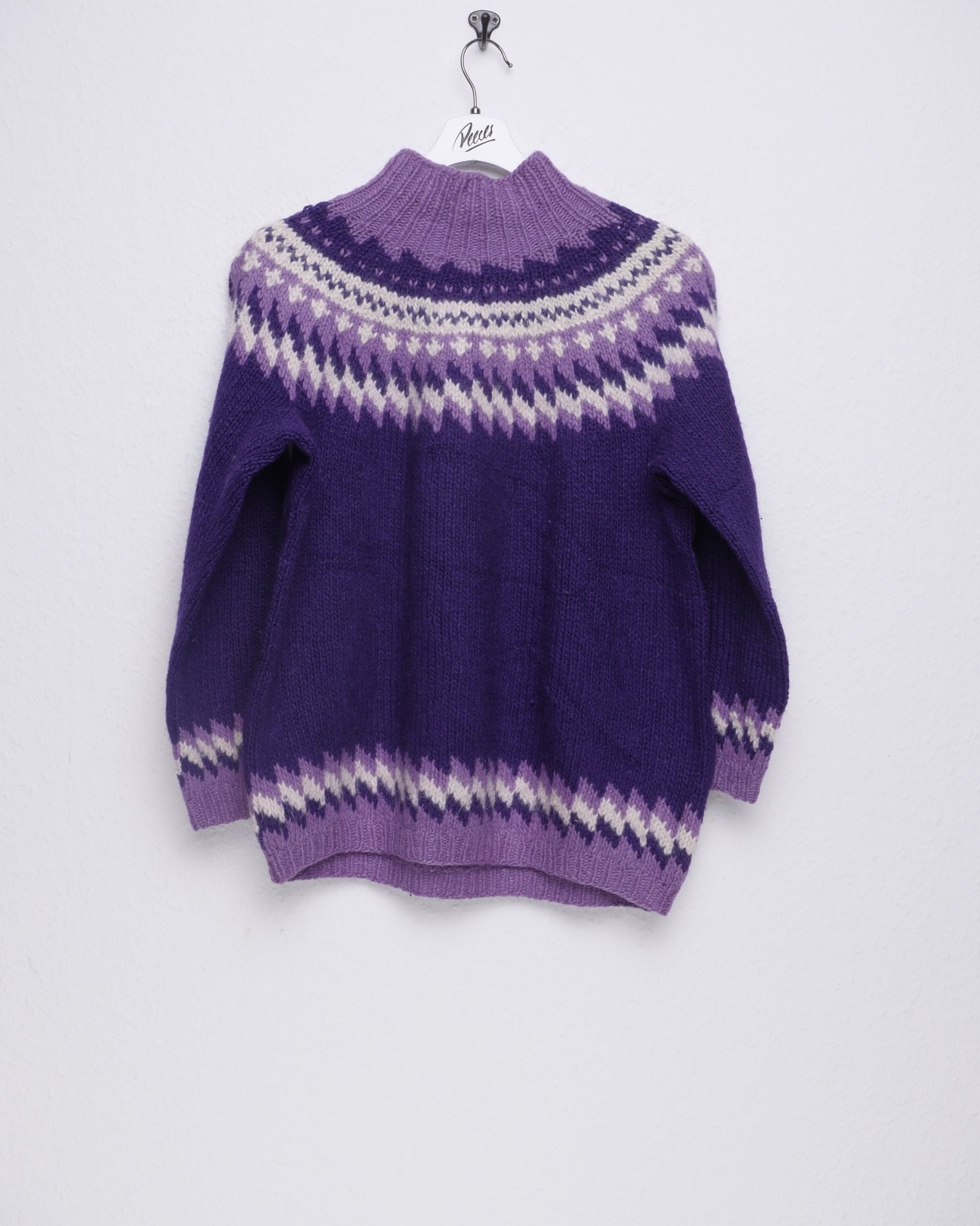 knitted patterned purple Vintage Sweater - Peeces