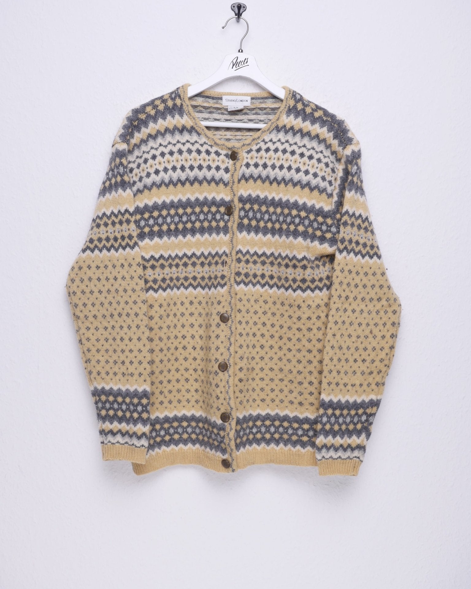 knitted patterned wool Cardigan Sweater - Peeces