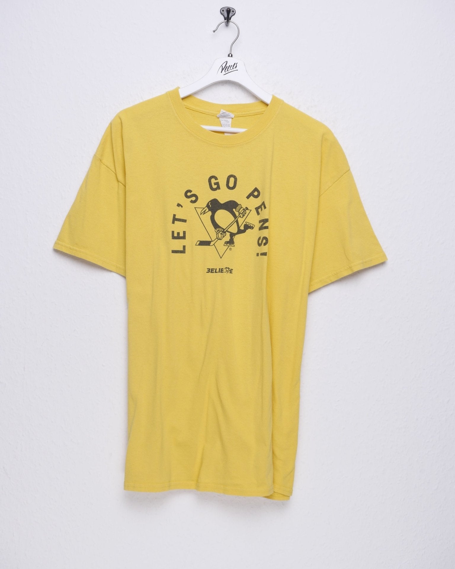 Let's Go Pens printed Spellout yellow Shirt - Peeces