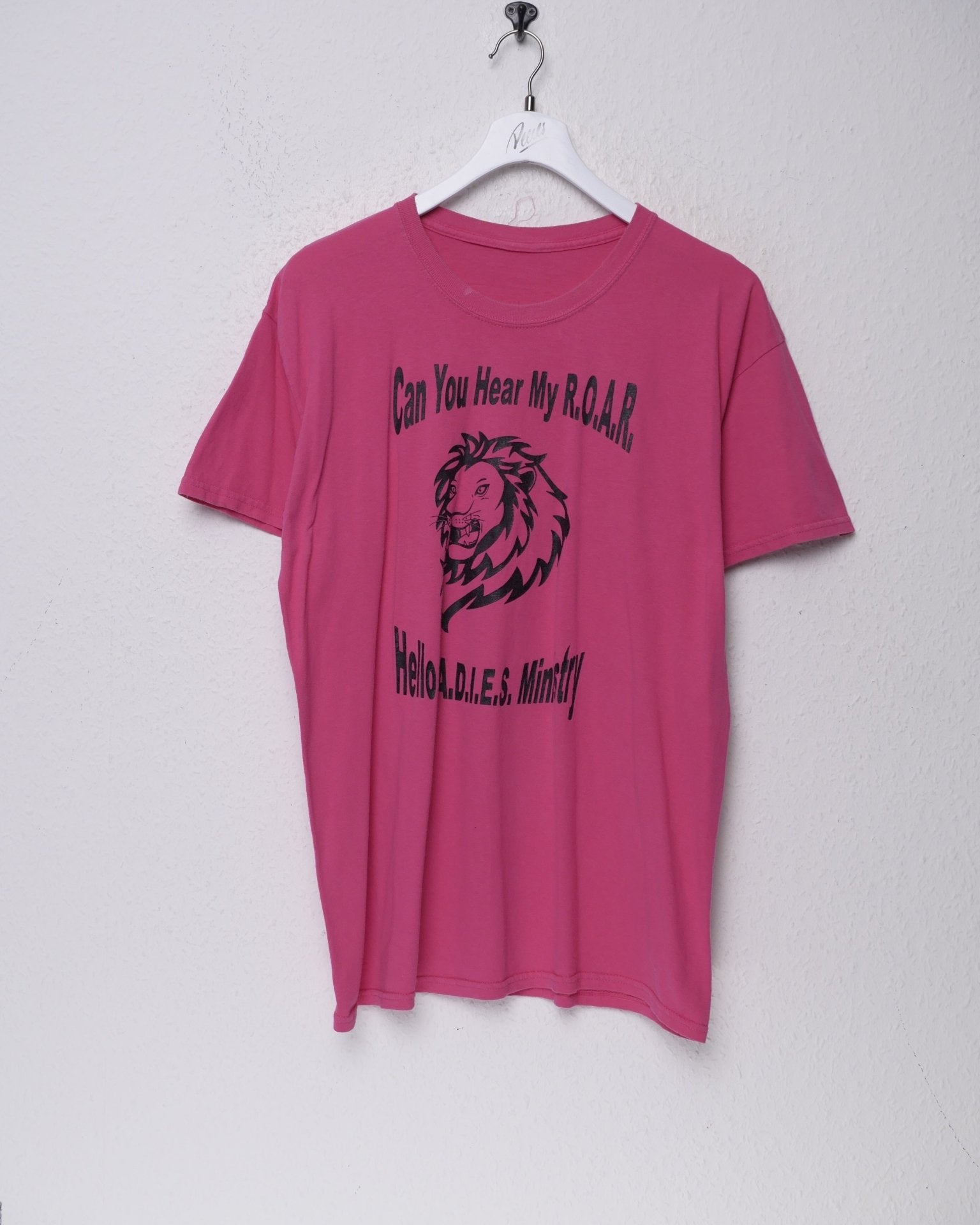 Lion printed Spellout pink Shirt - Peeces