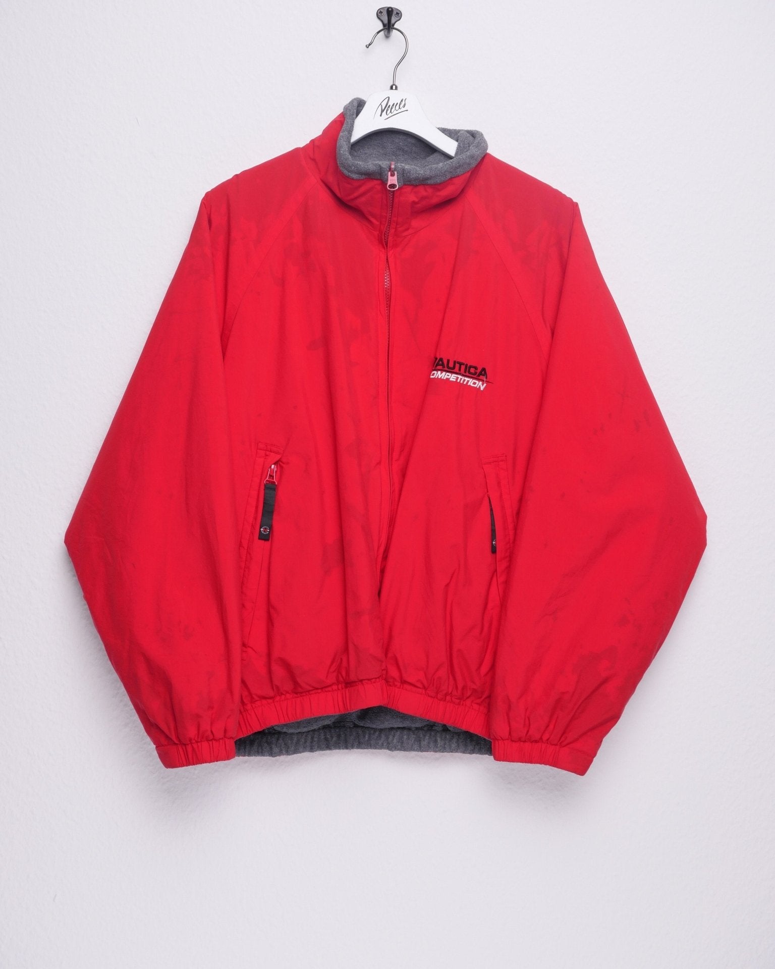 nautica embroidered Spellout red heavy Track Jacket - Peeces