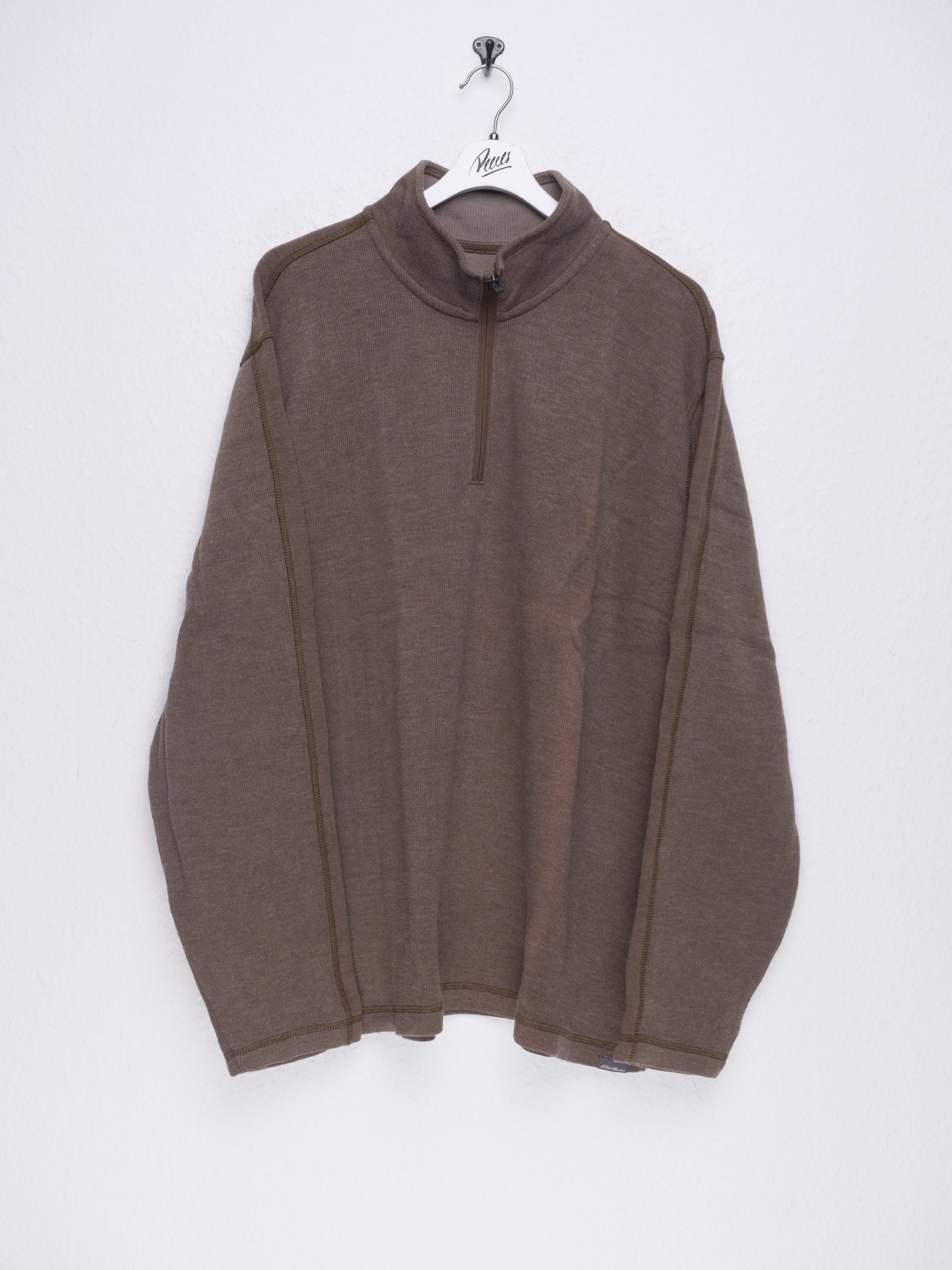 Plain brown Vintage Half Zip Sweater - Peeces