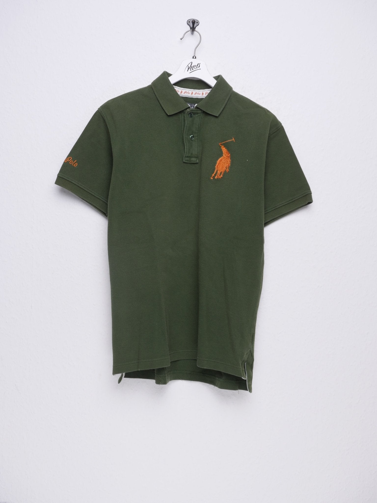Polo embroidered Big Logo olive S/S Polo Shirt - Peeces