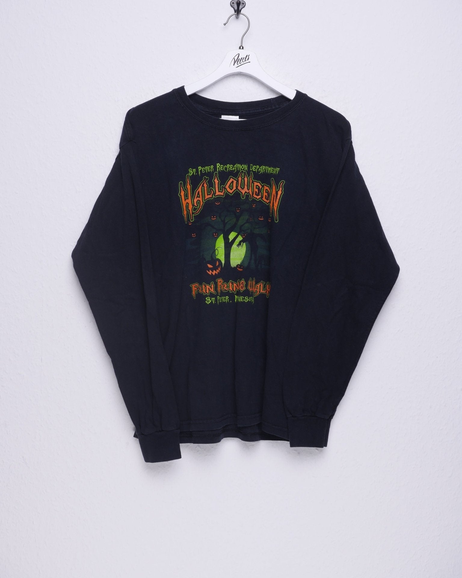 printed Halloween Graphic washed black L/S Shirt - Peeces
