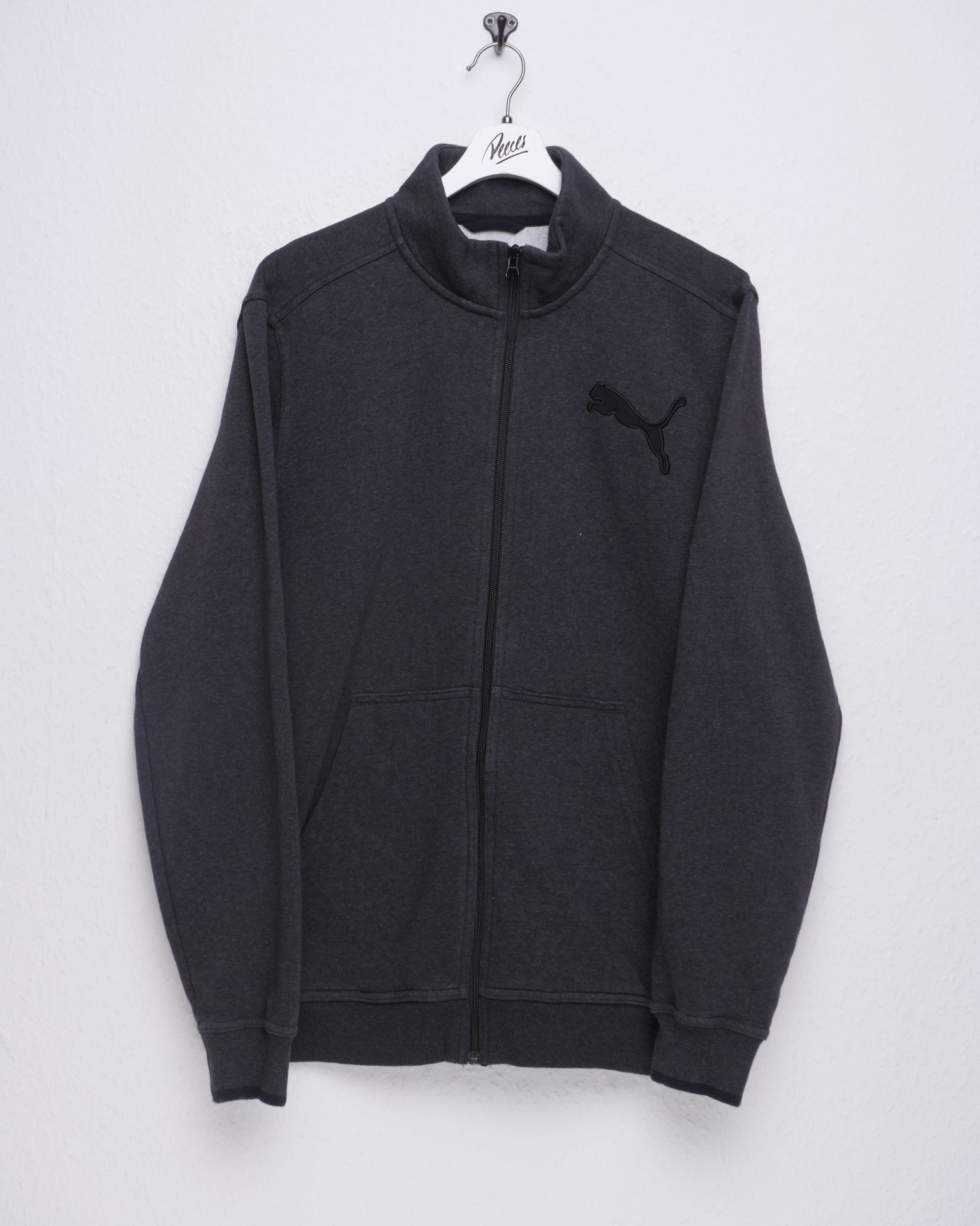 Puma embroidered Big Logo dark grey Zip Sweater - Peeces