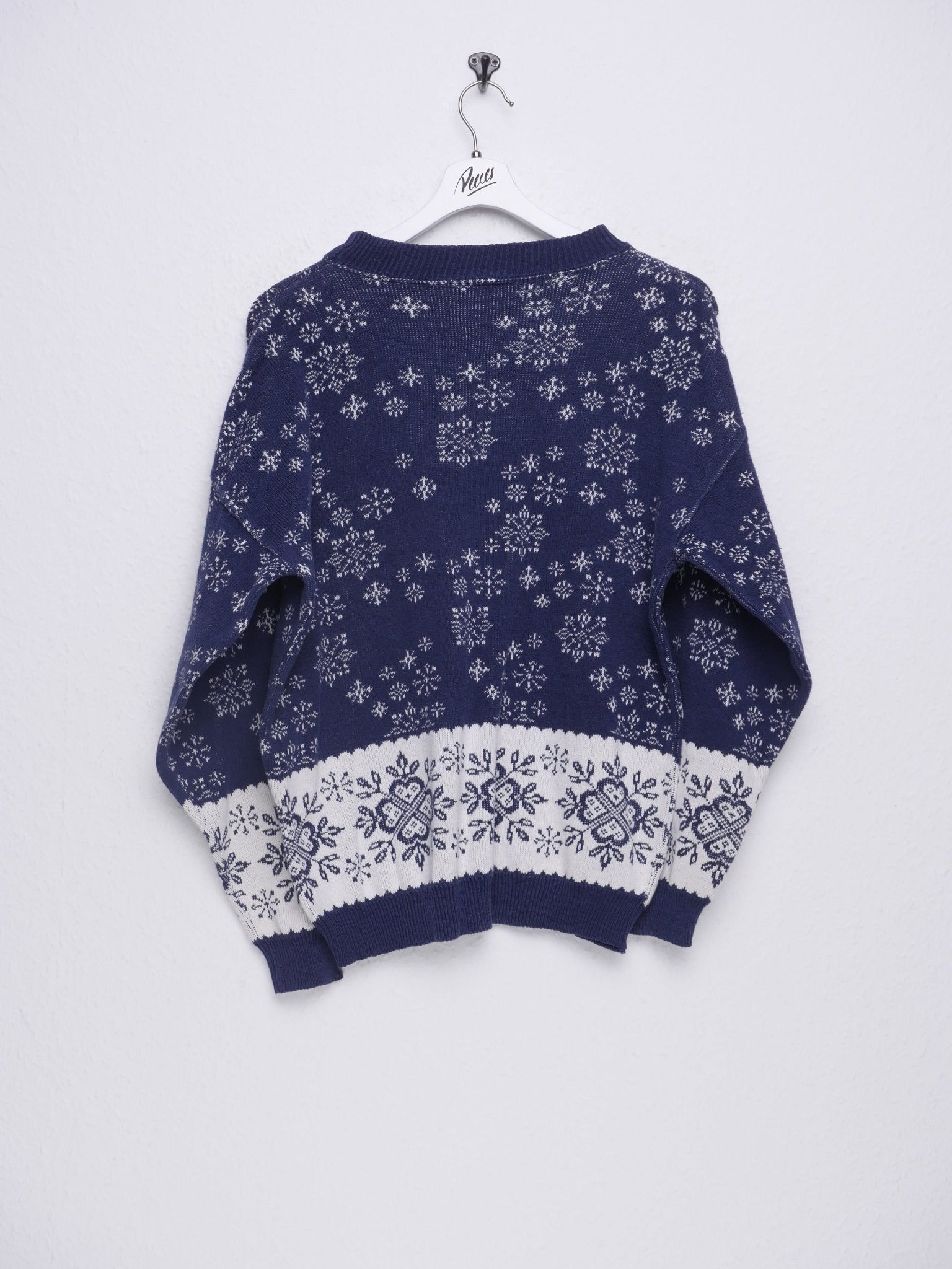 Snowflakes navy Knit Sweater - Peeces