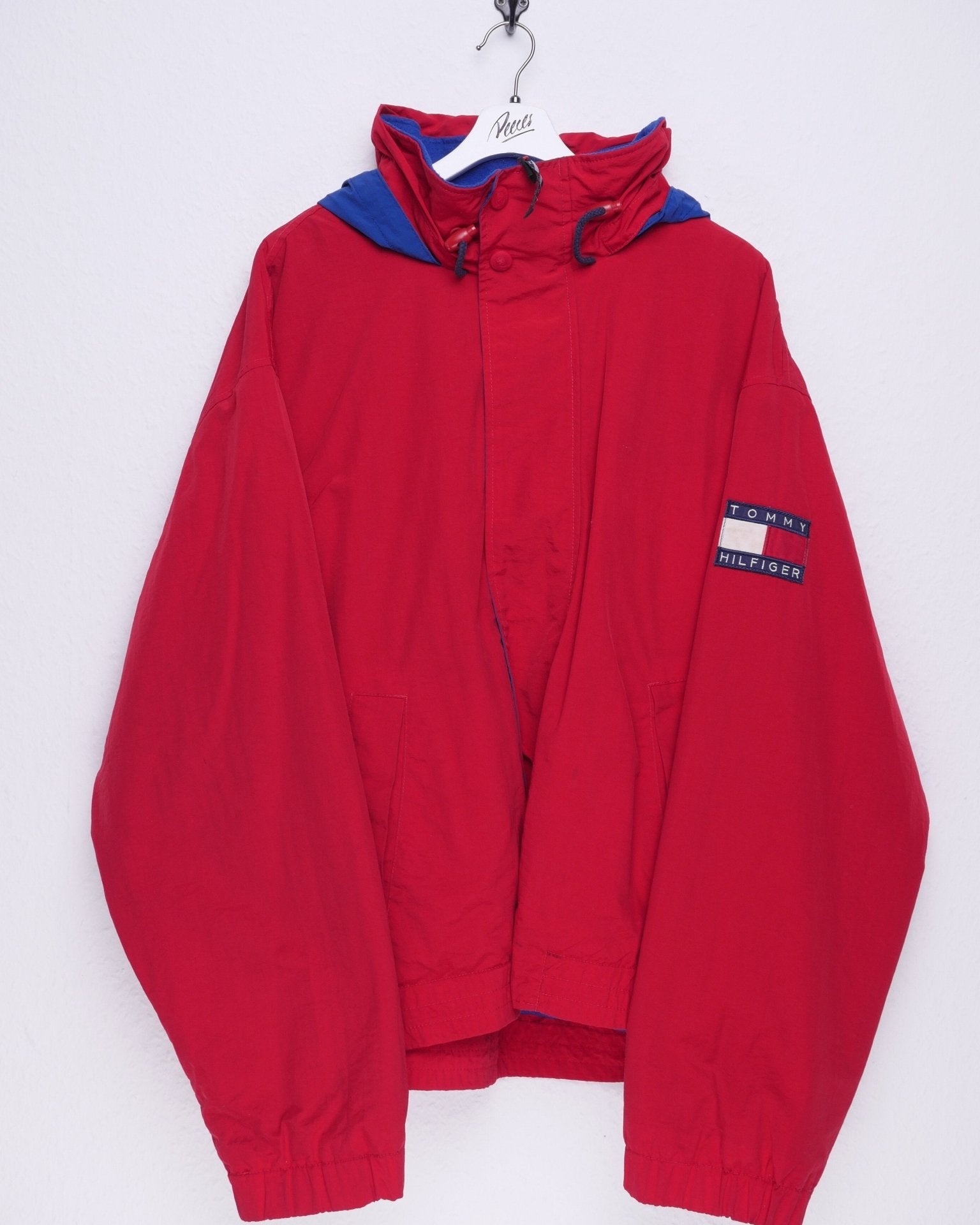 tommy embroidered Logo Vintage oversized red Jacke - Peeces
