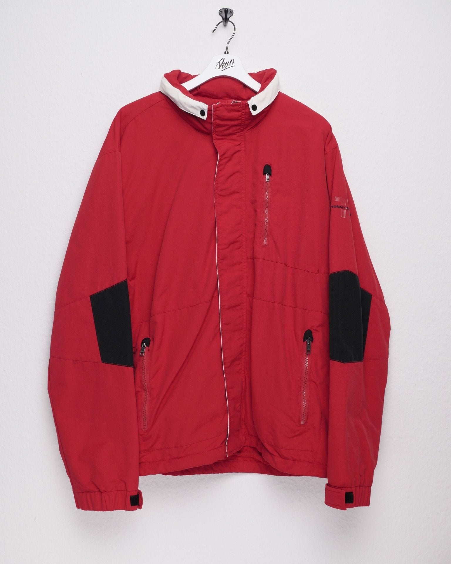 tommy embroidered Spellout red Wind Jacke - Peeces