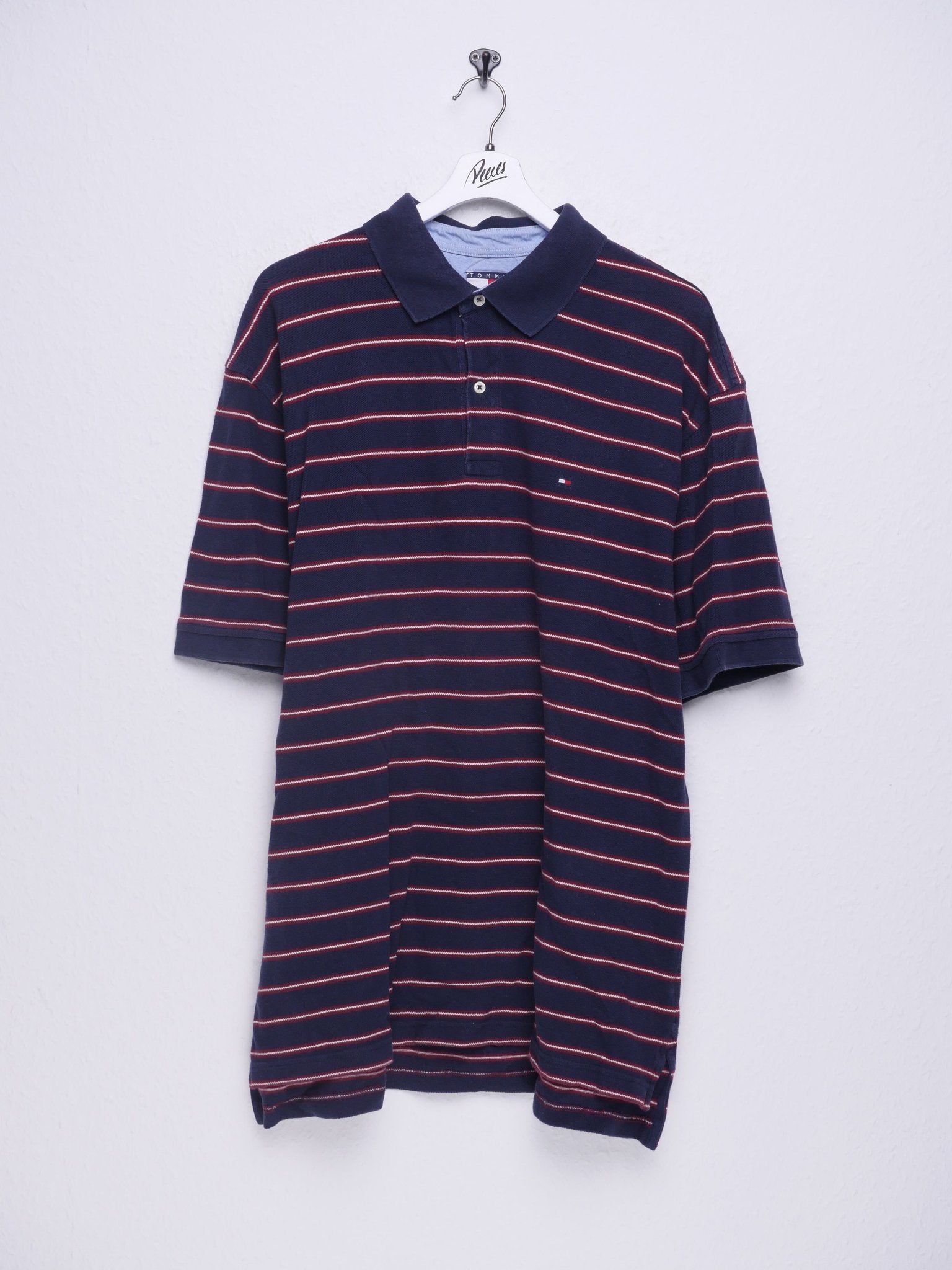 Tommy Hilfiger embroidered Logo striped navy S/S Polo Shirt - Peeces