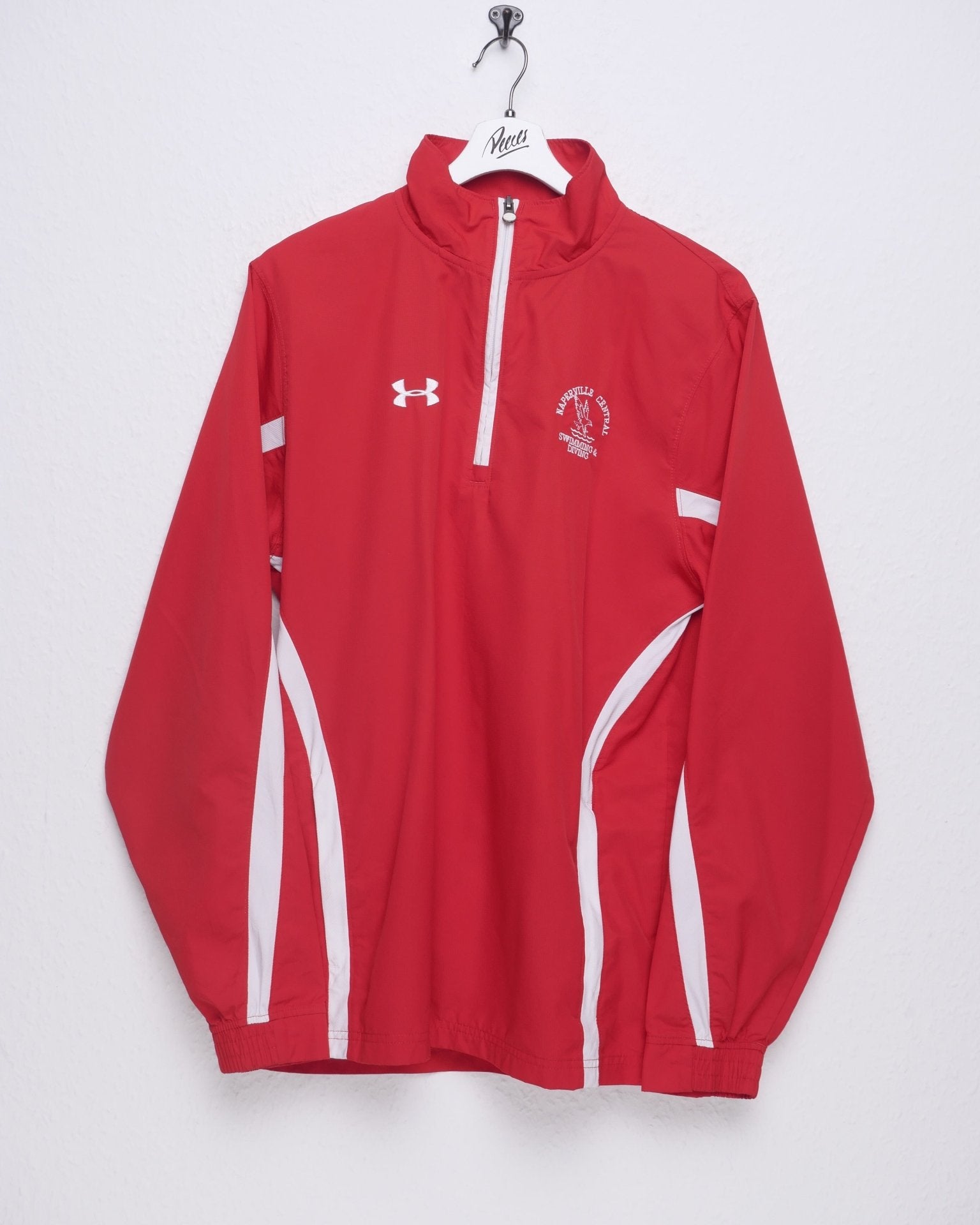 Under Amour Naperville Central Swimming & Diving embroidered Logo red Windbreaker Track Jacke - Peeces