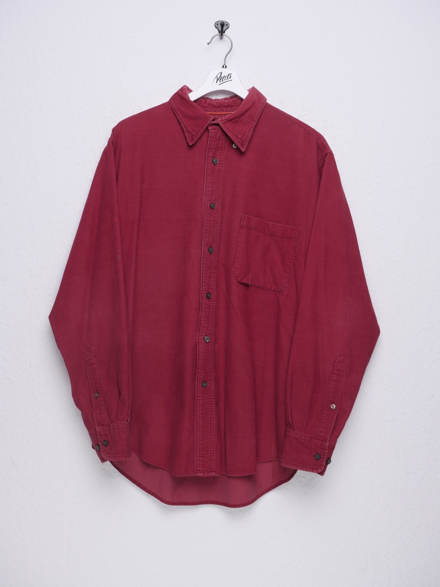 washed blank cord Button Down Langarm Hemd - Peeces